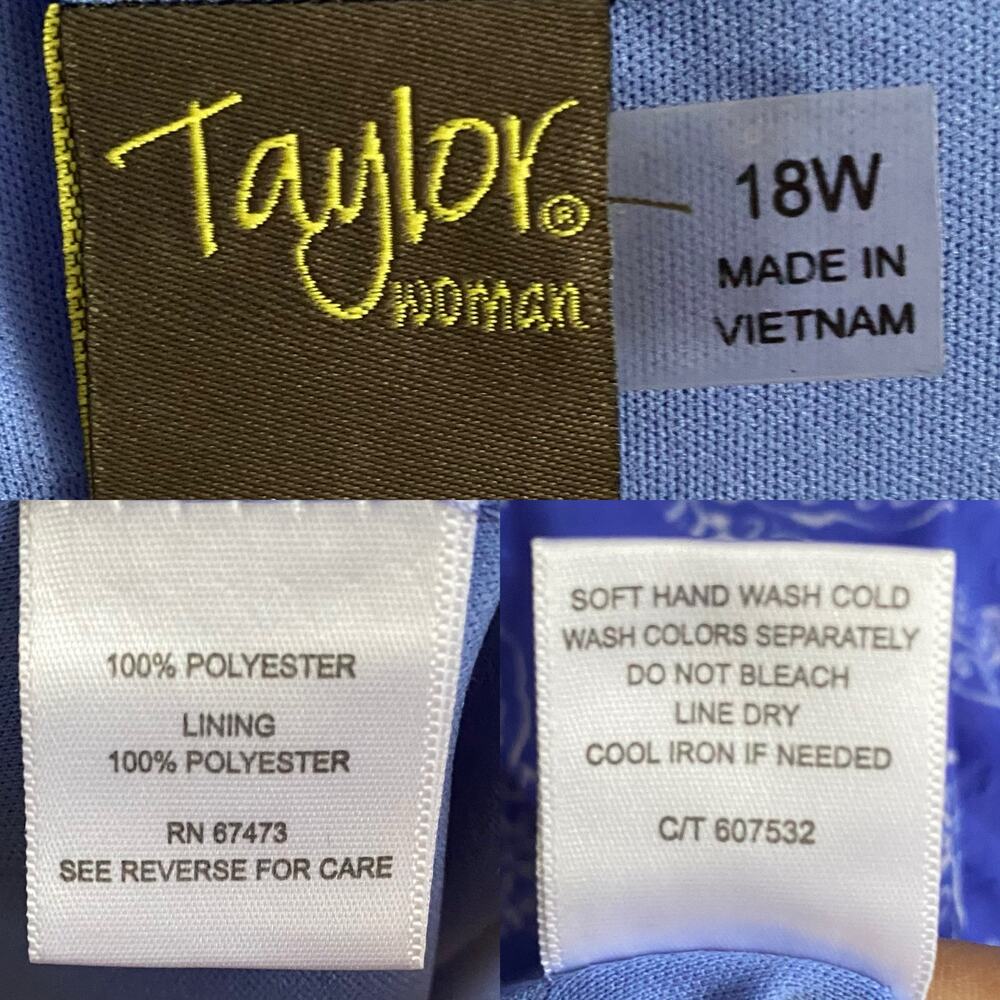 Taylor Periwinkle Blue Paisley Tiered Maxi Dress Swiss Dot Boho 18W - Picture 12 of 17